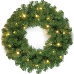 Best National Tree Company 24 in. Pre-Lit North Valley Spruce Wreath with Dual Color LED Lights