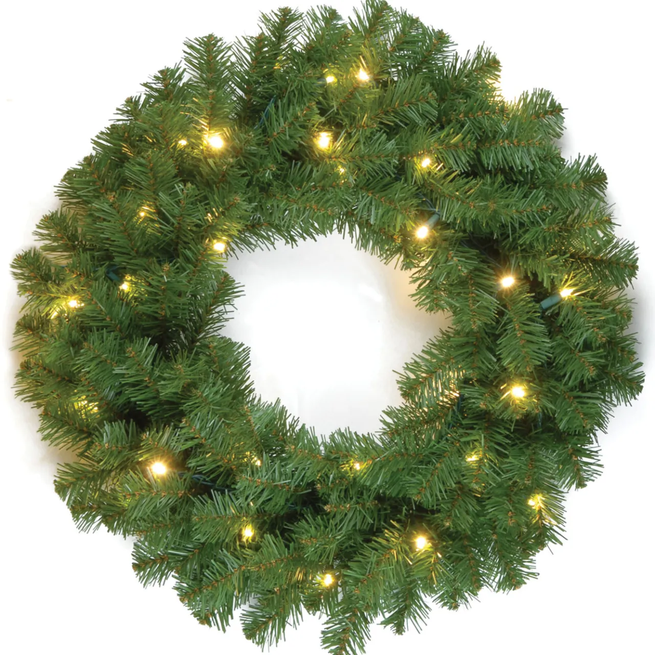 Best National Tree Company 24 in. Pre-Lit North Valley Spruce Wreath with Dual Color LED Lights