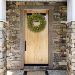Best National Tree Company 24 in. Pre-Lit North Valley Spruce Wreath with Dual Color LED Lights