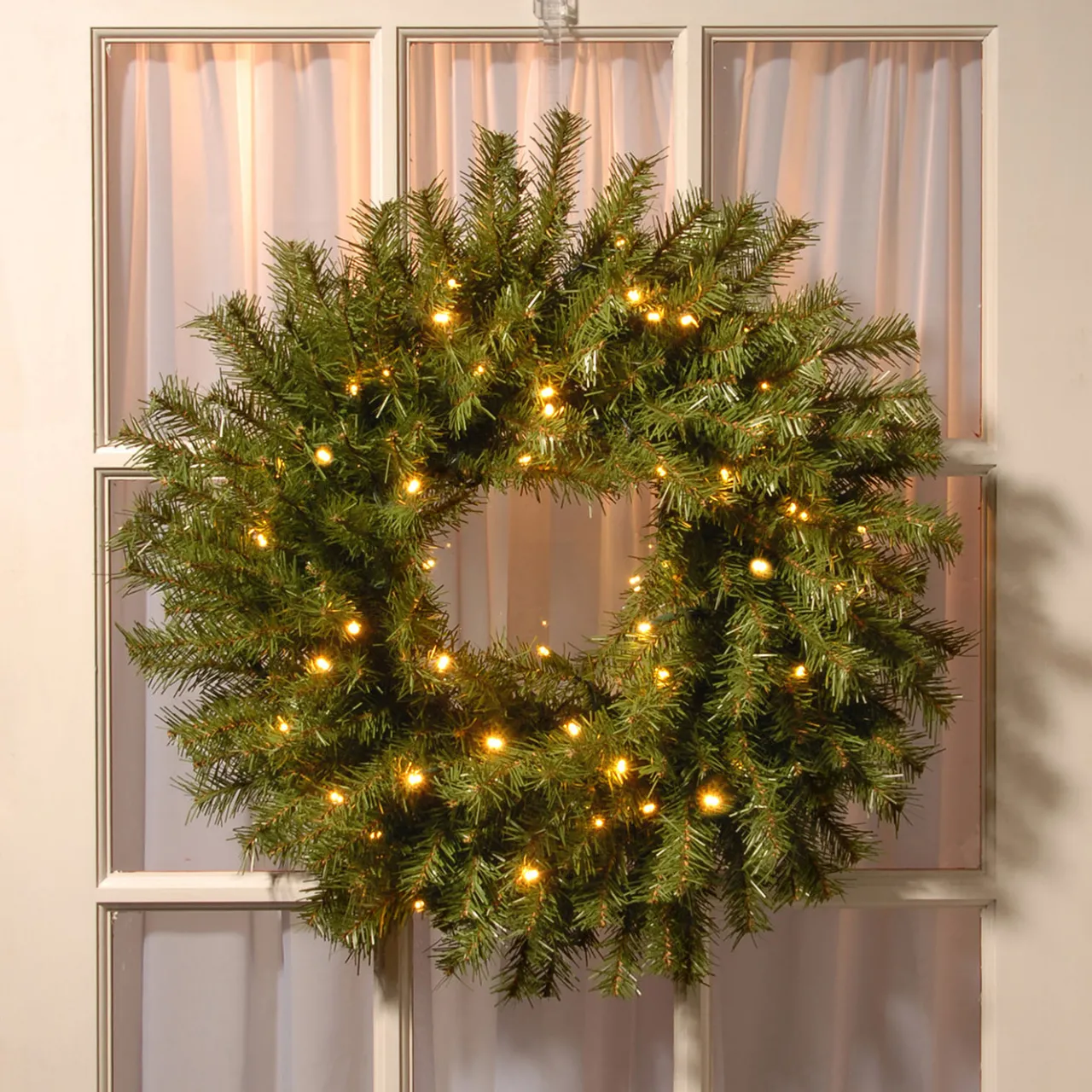 New National Tree Company 24 in. Pre-Lit Norwood Fir Wreath with Twinkly LED Lights