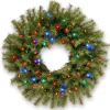 New National Tree Company 24 in. Pre-Lit Norwood Fir Wreath with Battery Operated Multicolor LED Lights