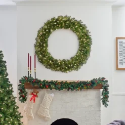 Best National Tree Company 48 in. Pre-Lit Norwood Fir Wreath with Clear Lights