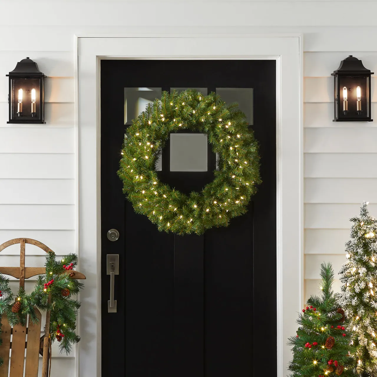 Best National Tree Company 30 in. Pre-Lit Norwood Fir Wreath with LED Lights