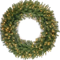 Hot National Tree Company 48 in. Pre-Lit Norwood Fir Wreath with Warm White LED Lights
