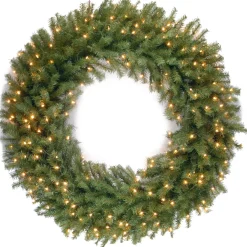 Hot National Tree Company 48 in. Pre-Lit Norwood Fir Wreath with Warm White LED Lights