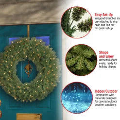 Online National Tree Company 36 in. Pre-Lit Norwood Fir Wreath with Clear Lights