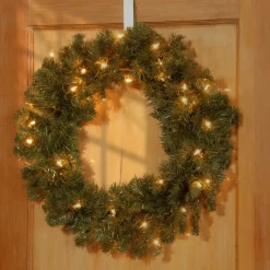 National Tree Company 24 in. Pre-Lit Promotional Fir Wreath with Clear Lights