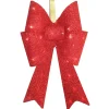 Hot National Tree Company 20 in. Pre-Lit Red Fabric Bow with Battery Operated LED Lights