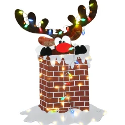 Discount National Tree Company 47 in. Pre-Lit Reindeer Stuck in Chimney Decoration