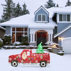 Outlet National Tree Company 27 in. Pre-Lit Santa in Red Truck