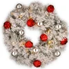 Best National Tree Company 24 in. Pre-Lit Snowy Bristle Pine Wreath with LED Lights