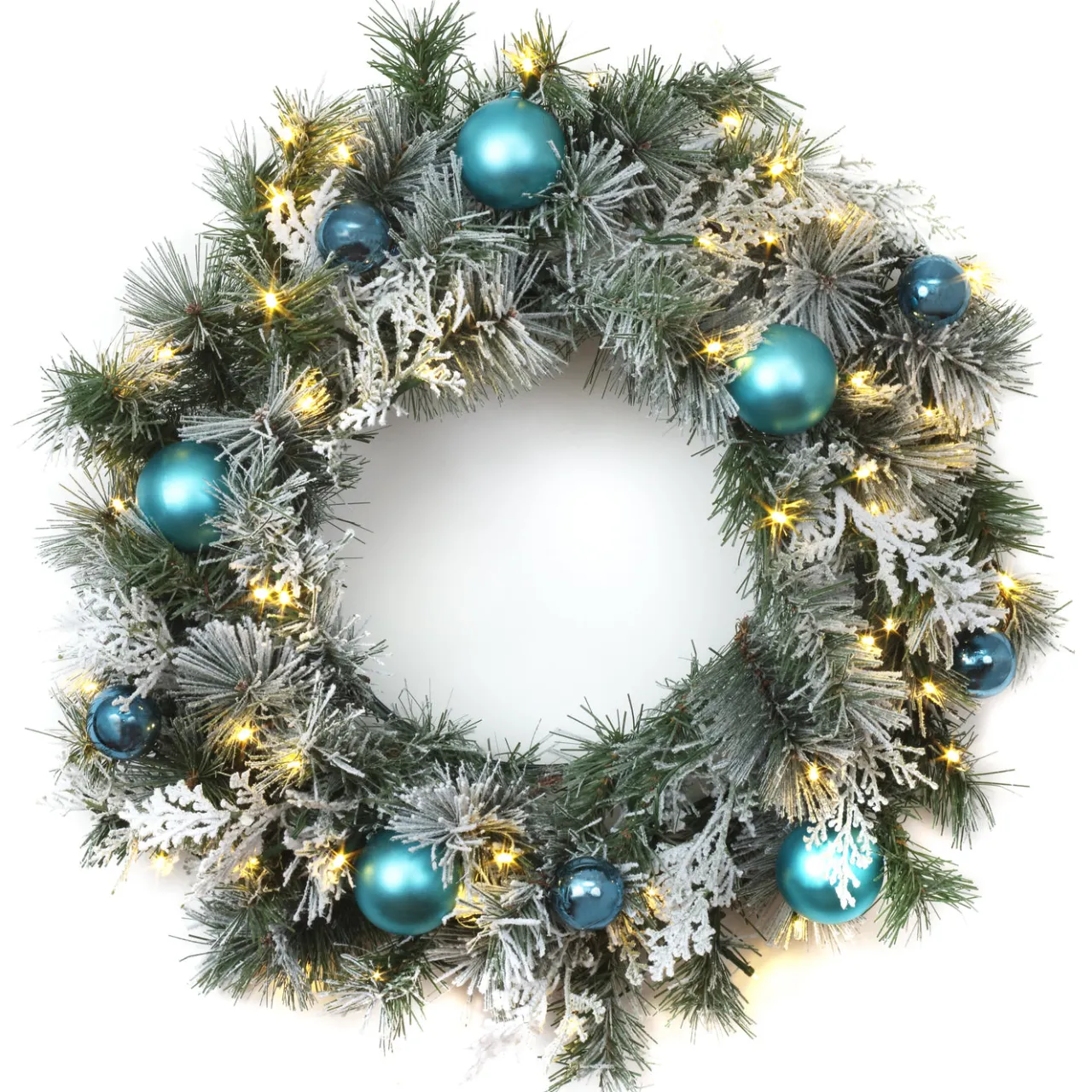 Discount National Tree Company 24 in. Pre-Lit Tinkham Pine Wreath with LED Lights