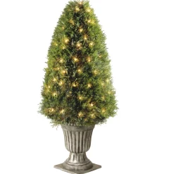 Outlet National Tree Company 48 in. Pre-Lit Upright Juniper Topiary
