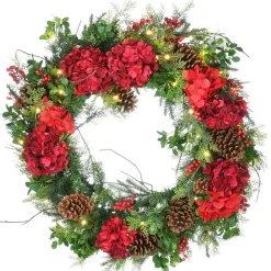 New National Tree Company 30 in. Pre-Lit Vienna Waltz Decorated Wreath with LED Lights