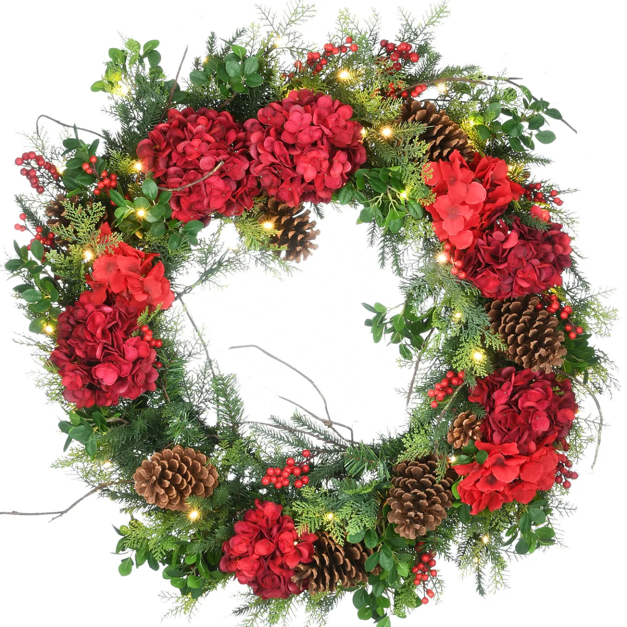 New National Tree Company 30 in. Pre-Lit Vienna Waltz Decorated Wreath with LED Lights