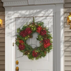 New National Tree Company 30 in. Pre-Lit Vienna Waltz Decorated Wreath with LED Lights
