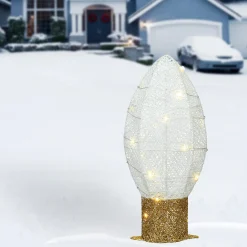Best National Tree Company 20 in. Pre-Lit White Christmas Light Bulb Decoration