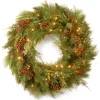Online National Tree Company 30 in. Pre-Lit White Pine Wreath with Warm White LED Lights