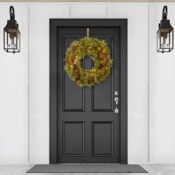 Online National Tree Company 30 in. Pre-Lit White Pine Wreath with Warm White LED Lights