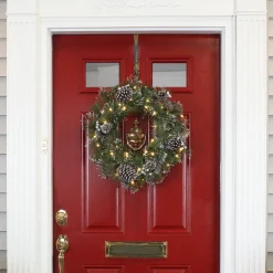 Discount National Tree Company 24 in. Pre-Lit Whitter Pine Wreath with LED Lights