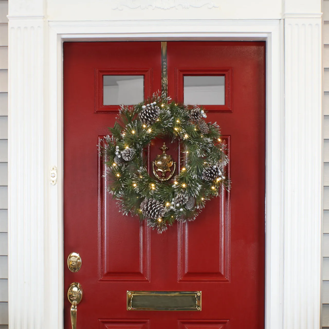 Discount National Tree Company 24 in. Pre-Lit Whitter Pine Wreath with LED Lights