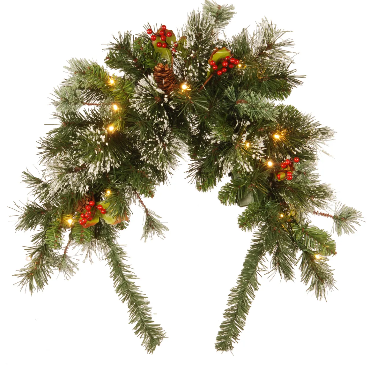 Sale National Tree Company 36 in. Pre-Lit Wintry Pine Mailbox Swag with LED Lights