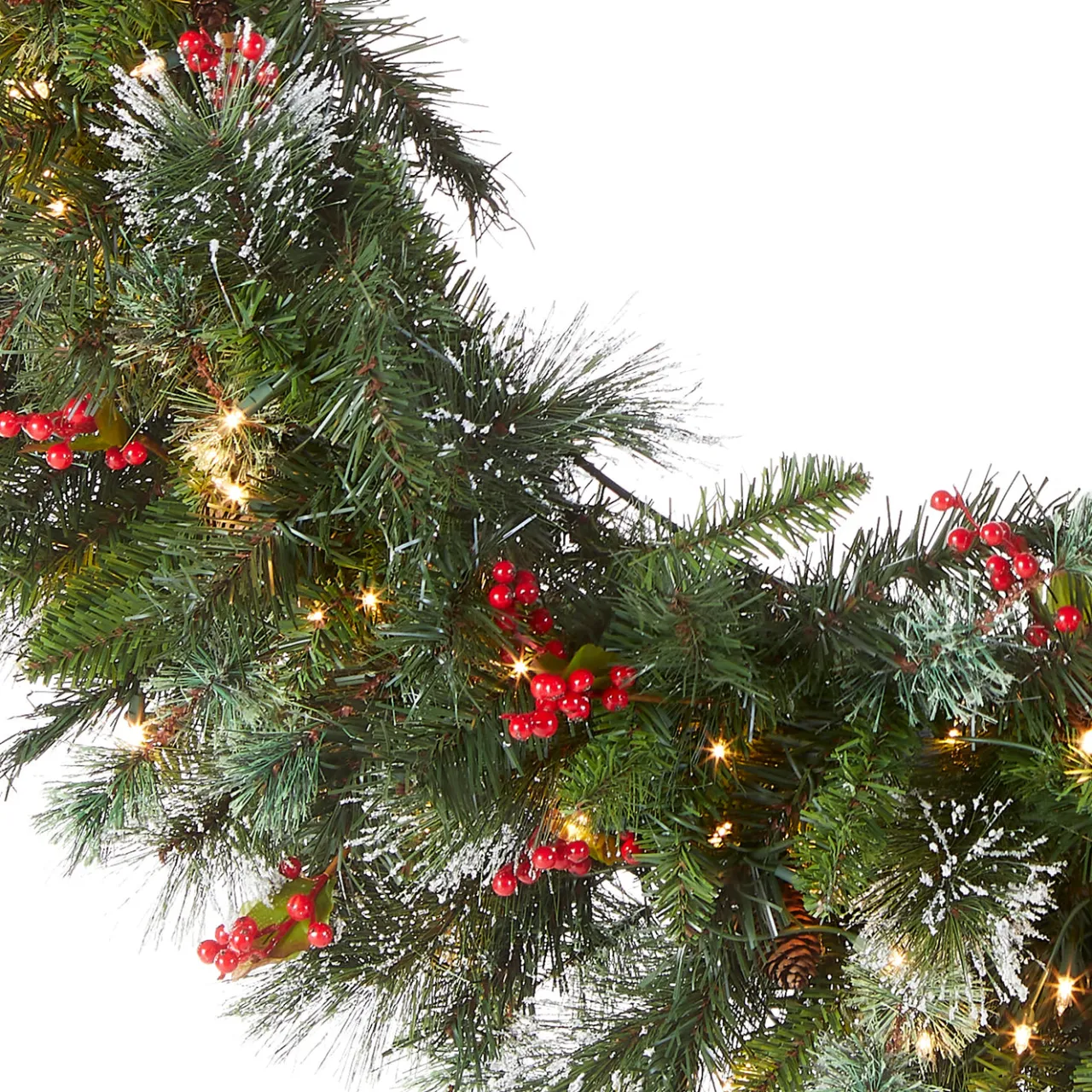 New National Tree Company 48 in. Pre-Lit Wintry Pine Wreath with Clear Lights