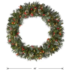New National Tree Company 48 in. Pre-Lit Wintry Pine Wreath with Clear Lights