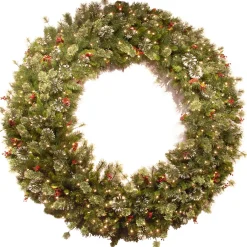 Clearance National Tree Company 60 in. Pre-Lit Wintry Pine Wreath with Clear Lights
