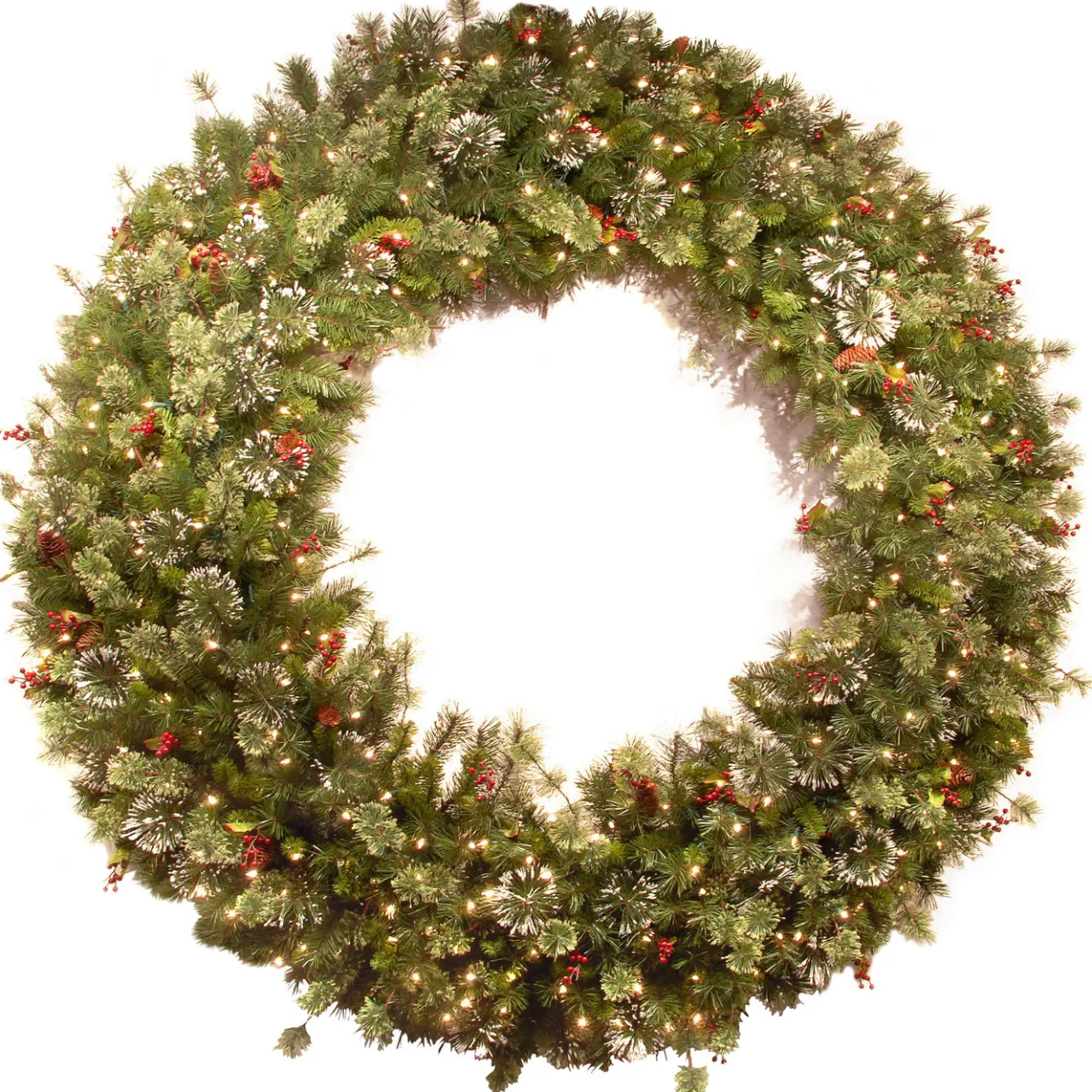 Clearance National Tree Company 60 in. Pre-Lit Wintry Pine Wreath with Clear Lights