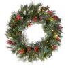 Clearance National Tree Company 24 in. Pre-Lit Wintry Pine Wreath with Clear Lights