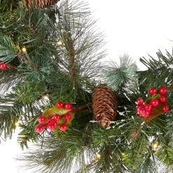 Clearance National Tree Company 24 in. Pre-Lit Wintry Pine Wreath with Clear Lights