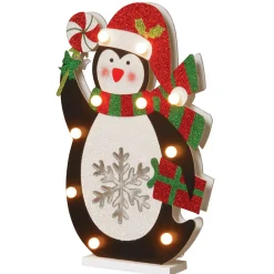 Hot National Tree Company 17 in. Pre-Lit Wooden Penguin