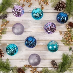 Clearance National Tree Company 13 in. Purple Xmas Ball Decor Set