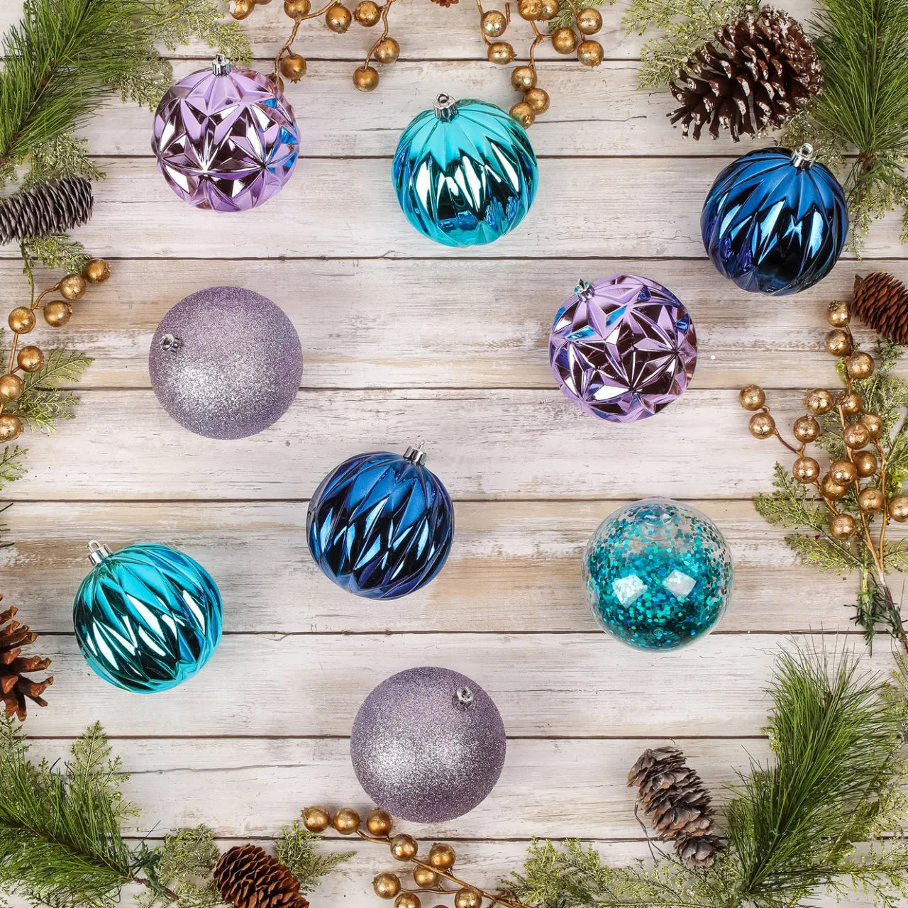 Clearance National Tree Company 13 in. Purple Xmas Ball Decor Set
