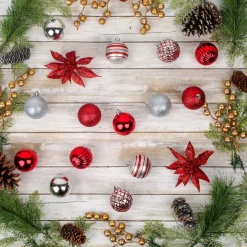 Discount National Tree Company 10 in. Red Xmas Ball Set, Shatterproof