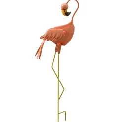 National Tree Company 34 in. Resting Peach Flamingo Metal Lawn Decoration