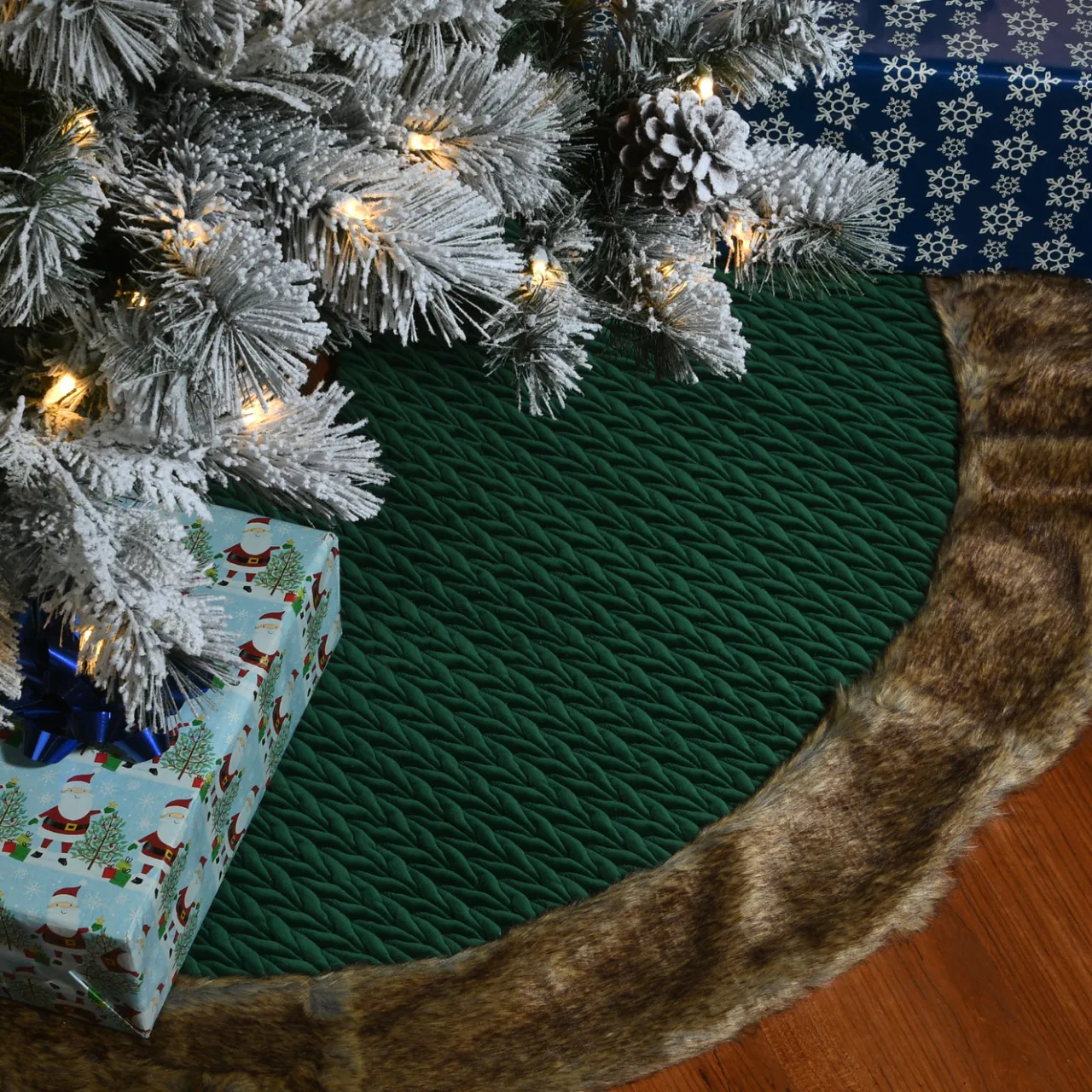 Clearance National Tree Company 48 in. Rural Homestead Collection Quilted Tree Skirt