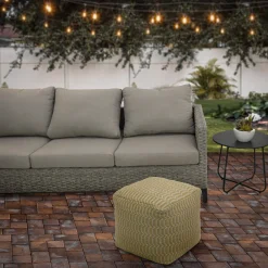 Sale National Tree Company 16 in. Sand Hand Woven Pouf Ottoman