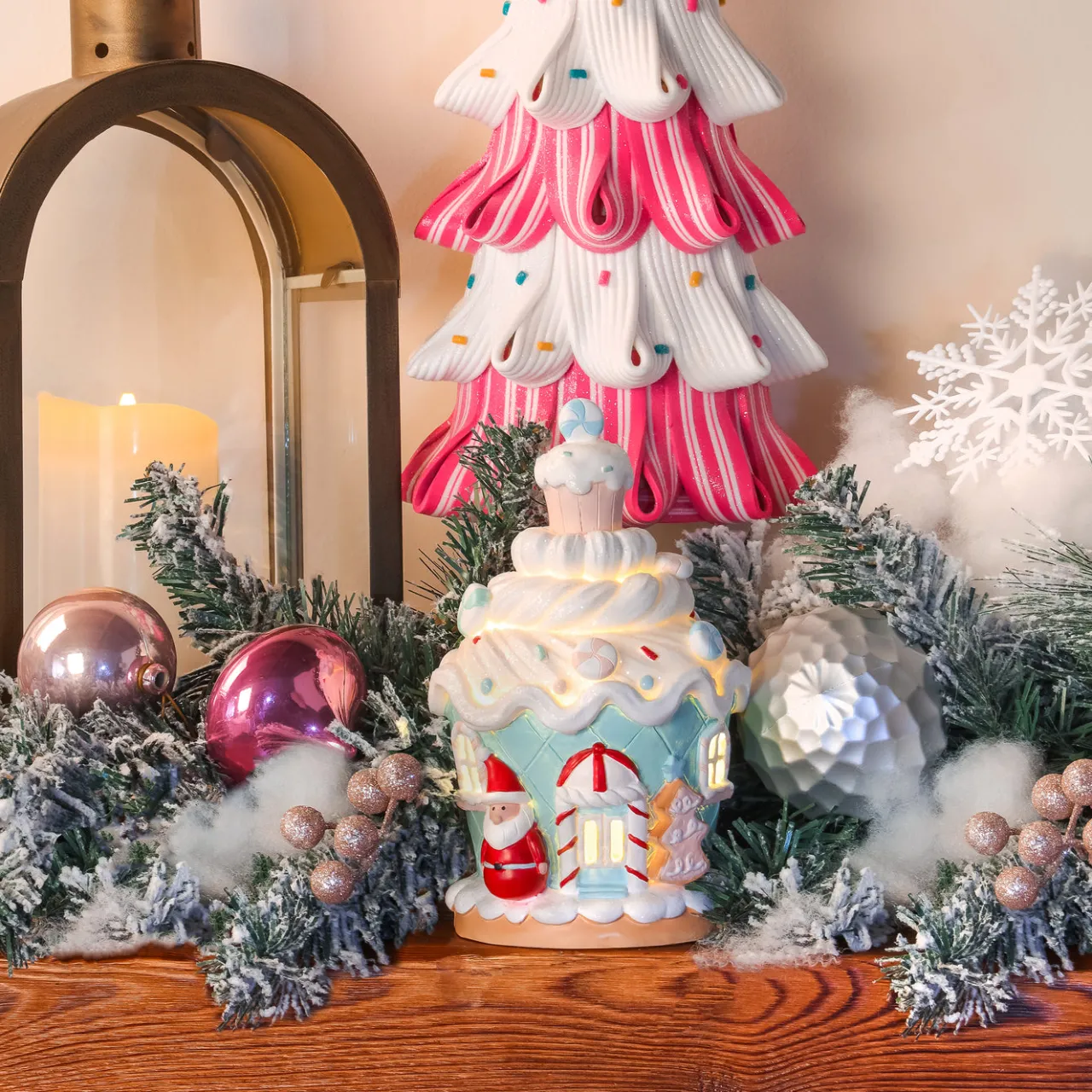 New National Tree Company 8 in. Santa Cake House with Lights