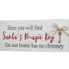 New National Tree Company 16 in. Santa's Key Tabletop Ornate Christmas Sign, White and Red