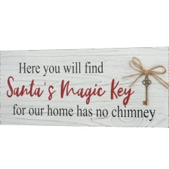 New National Tree Company 16 in. Santa's Key Tabletop Ornate Christmas Sign, White and Red