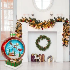Hot National Tree Company 34 in. Santas Sleigh Ornament with Multicolor Lights and Music