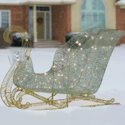Best National Tree Company 48 in. Santas Sleigh with Cool White LED Lights