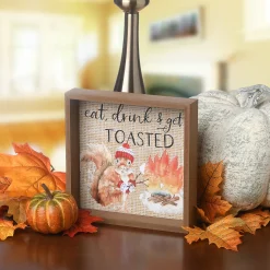 Outlet National Tree Company 8 in. Shadow Box with Cute Squirrel Hanging Wall Art Fall Decoration