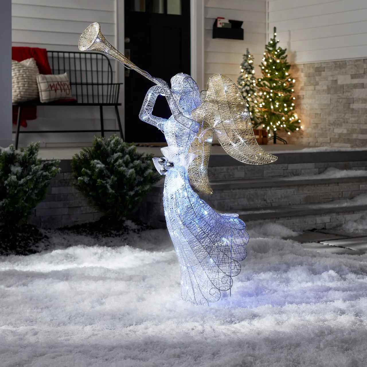 Sale National Tree Company 48 in. Silver Angel Decor with White LED Lights