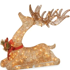 Discount National Tree Company 31 in. Sisal Splendor Champagne Lying Deer