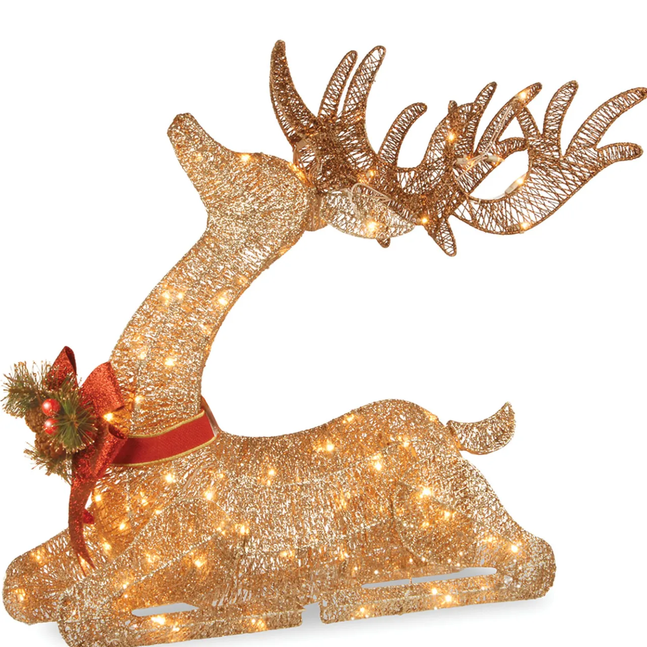 Discount National Tree Company 31 in. Sisal Splendor Champagne Lying Deer