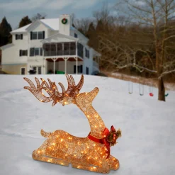 Discount National Tree Company 31 in. Sisal Splendor Champagne Lying Deer