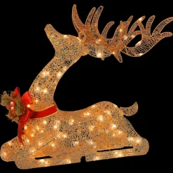 Discount National Tree Company 31 in. Sisal Splendor Champagne Lying Deer